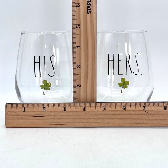 Rae Dunn Stemless Wine Glass Set His & Hers Shamrock Enchante' Accessories 2021 - Picture 8 of 9